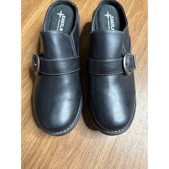Eastland Shoes - Eastland Erin Womens Black Leather Buckle Slip On Mules Clogs Size 8.5M